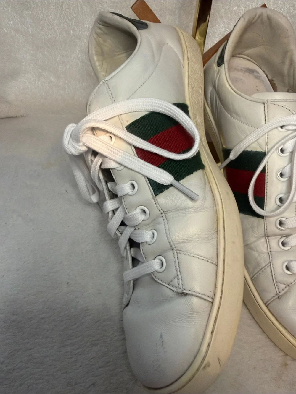 Gucci Ace Italy Made Leather Mens US 11 UK 11 Low Sneakers Shoes 386750